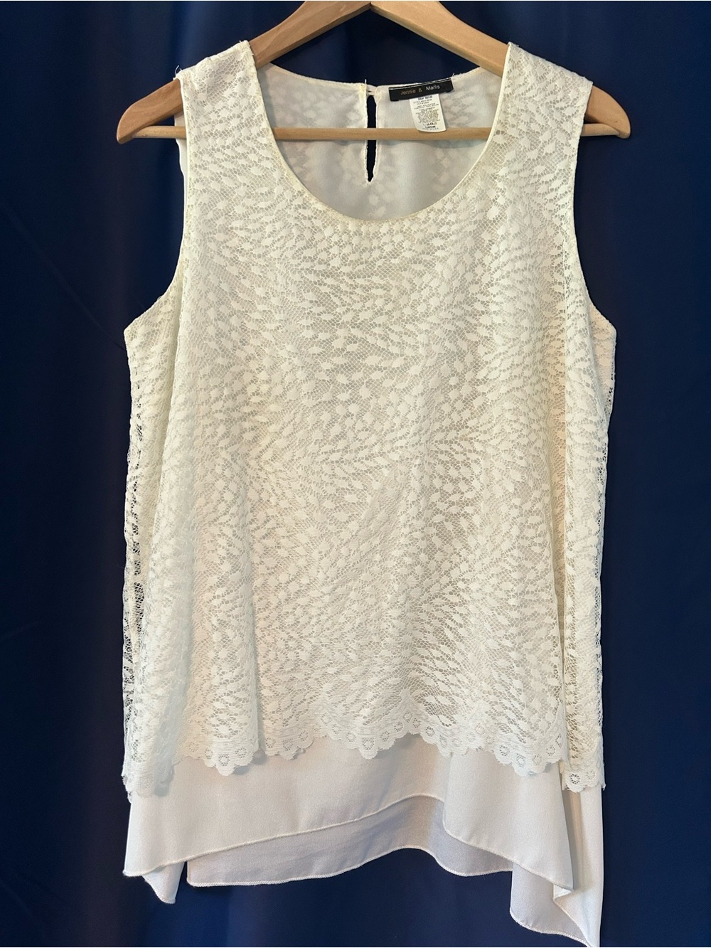 Sleeveless Lace Overlay Camisole - White/Cream
